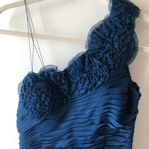 Caché Asymmetrical Formal Dress with Floral Accent, Size 2